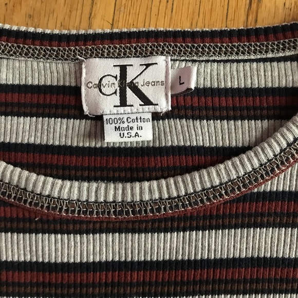 VTG Striped Calvin Klein Shirt - Picture 4 of 4